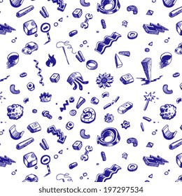 doodle style abstract items seamless pattern