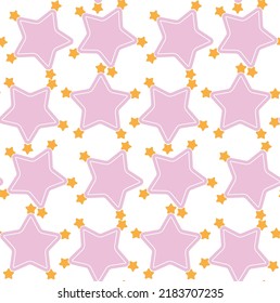 Doodle Style Abstract Sweet Stars Minimal Elegant Kid Pattern Seamless Design Pastel Pink Tones