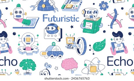 A doodle style ai  depicting deep learning, neural networks, and other futuristic elements 