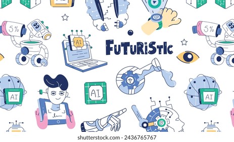 A doodle style ai  depicting deep learning, neural networks, and other futuristic elements 