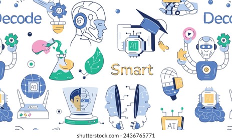 A doodle style ai  depicting deep learning, neural networks, and other futuristic elements 