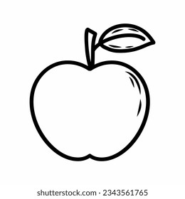 Doodle style apple. Coloring book for kids. hand drawn sticker.