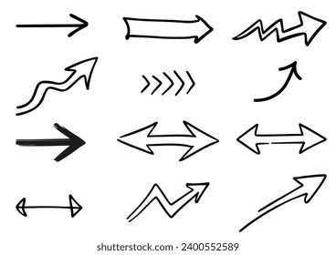 Doodle style arrow icon set illustration, vector