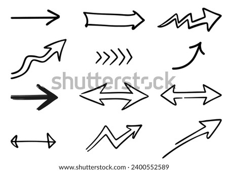 Doodle style arrow icon set illustration, vector