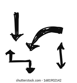 Doodle style arrows. drawn by hand in a vector very randomly
