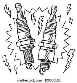 Doodle Style Automotive Spark Plug Illustration In Vector Format