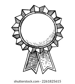 Doodle style award ribbon. Vector sketch. Format suitable for web, print, or advertising