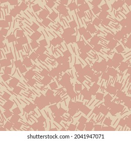 Doodle style background with squares, straight or curved lines and some marks. Textile design in shades of red and beige.
