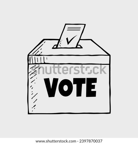 Doodle style ballot box vote ,Election concept sign, vector illustration 