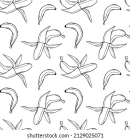 Banana estilo Doodle sin fisuras en blanco.