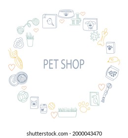 Doodle style banner design template for pet shop.