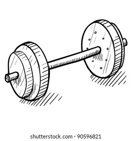 Doodle style barbell or dumbell illustration in vector format