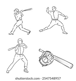 Doodle style baseball and glove in vector format