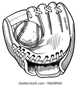 Doodle style baseball and glove in vector format