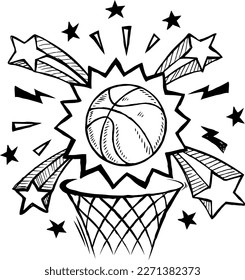 

Doodle style basketball sports, vector illustration 