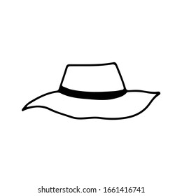 Doodle style beach hat on isolated white background. Stock vector illustration.