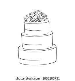 Doodle style birthday cake and cake slice illustration in vector format suitable for web, print, or advertising use. cake vector sketch illustration