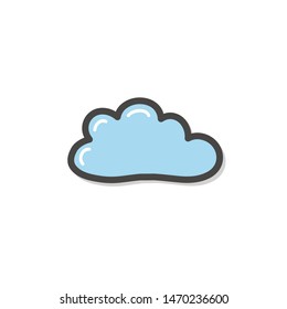 Doodle style blue cloud drawing. Vector drawing by hand. Symbol of the weather.