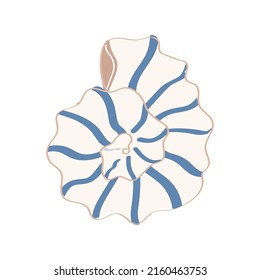 Doodle style blue spirale sea sheel.