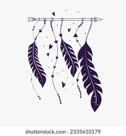 doodle style boho arrow wall art background for spiritual spaces vector