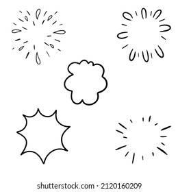 Doodle style bomb explosion set. Speech in bubbles.