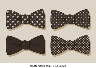 Doodle style bow tie men's clothing assortment in vector format.