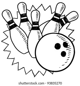 Doodle style bowling sketch in vector format