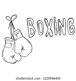 Doodle style boxing illustration in vector format. Includes text and boxing gloves.