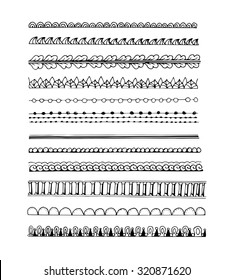 Doodle style brushes for your creative decorative design.Vector illustration.