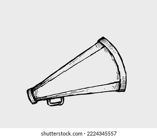 Doodle style bullhorn, announcement, or contact vector illustration