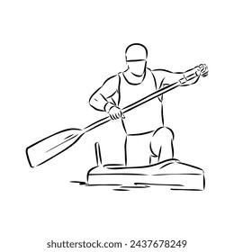 Doodle style canoe and paddles sketch in vector format.