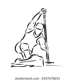Doodle style canoe and paddles sketch in vector format.