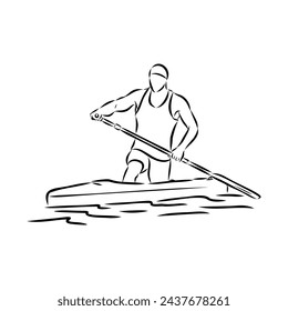 Doodle style canoe and paddles sketch in vector format.