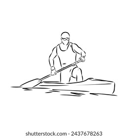 Doodle style canoe and paddles sketch in vector format.