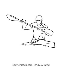 Doodle style canoe and paddles sketch in vector format.