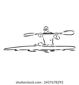 Doodle style canoe and paddles sketch in vector format.