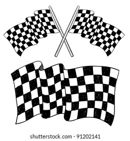 Doodle style car racing checkered flag illustration in vector format suitable for web, print, or advertising use.