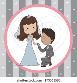 Doodle style card from a man pronouncing his girlfriend