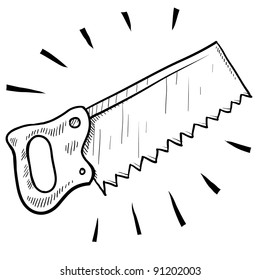 Doodle style carpenter's saw illustration in vector format suitable for web, print, or advertising use.