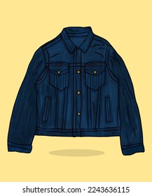 Chaqueta de jean de dibujos animados estilo Doodle, elegante