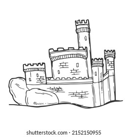 Doodle style castle or fortification illustration in vector format