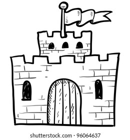 Doodle style castle or fortification illustration in vector format