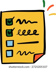 Lista de Verificação de Estilo de Doodle com Tarefas Concluídas para Gerenciamento de Tarefas