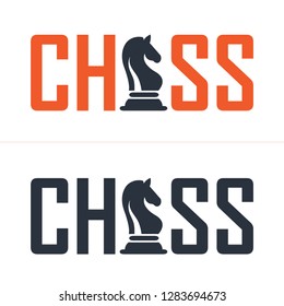 Doodle Style Chess Vector Illustration. Chess Text Include, Along With Integrated Knight Piece Silhouette.