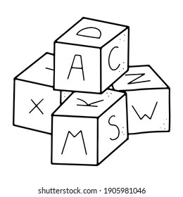 Doodle style children's block toys with alphabet on them in vector format