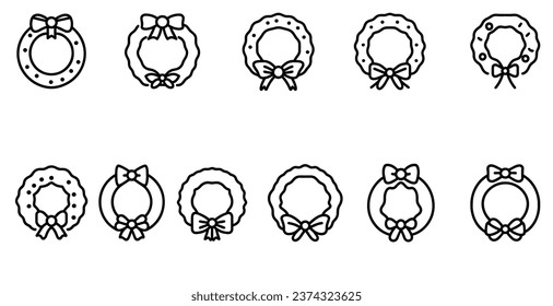 Doodle style Christmas wreath pattern
