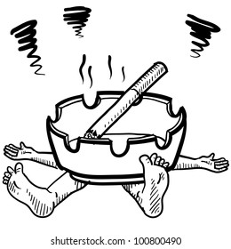 Doodle style cigarette or tobacco addiction illustration in vector format