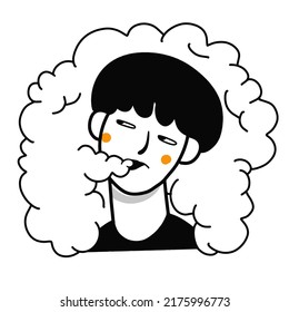 vector de cigarrillos estilo doodle La imagen del humo rodeó a los jóvenes de varias personalidades.,Libro de Colores 