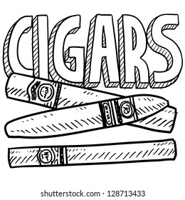Doodle style cigars or tobacco illustration in vector format.
