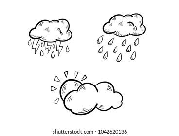 Doodle style clouds and weather vector   